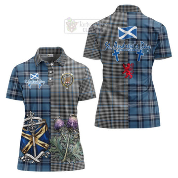 Gladstone (Gladstanes) Tartan Women's Polo Shirt Happy St. Andrew's Day Half Tartan Style Women - Tartan Vibes Clothing