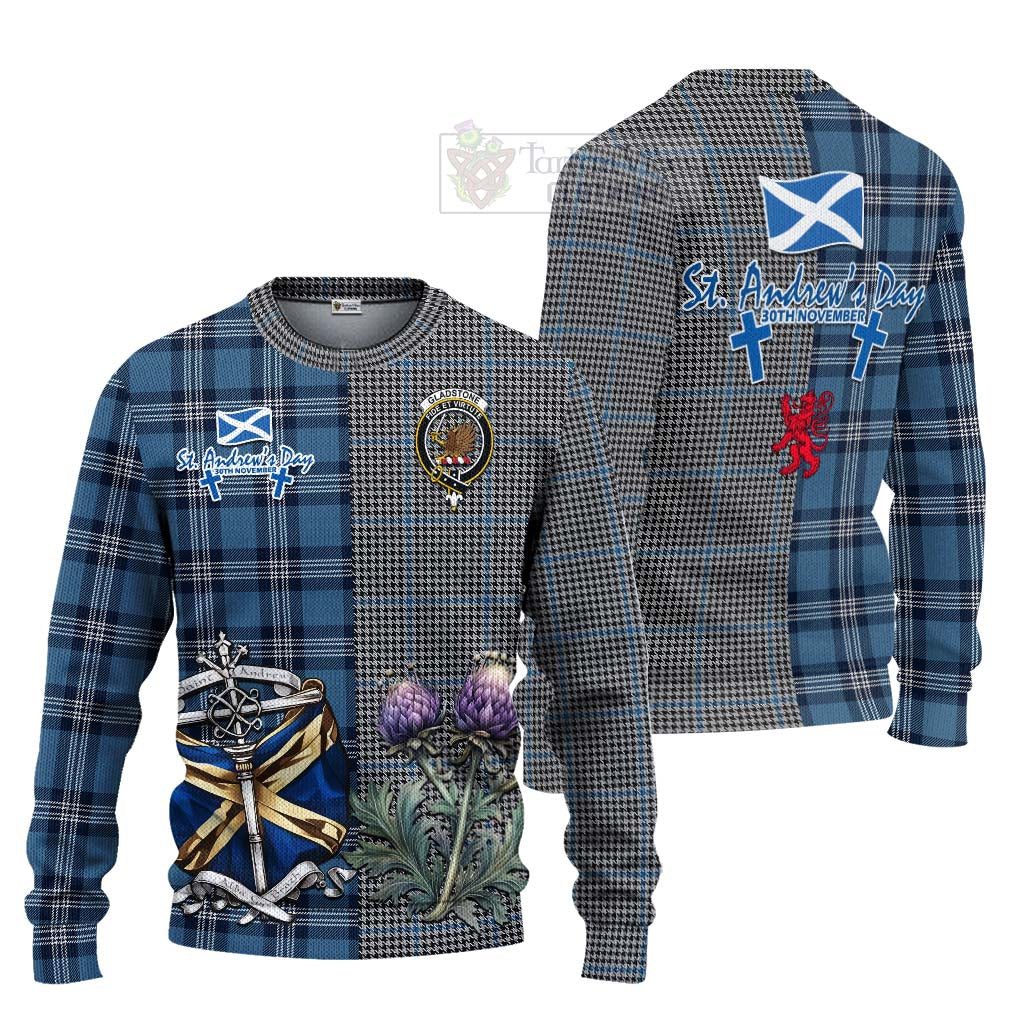 Gladstone (Gladstanes) Tartan Knitted Sweater Happy St. Andrew's Day Half Tartan Style Unisex - Tartan Vibes Clothing