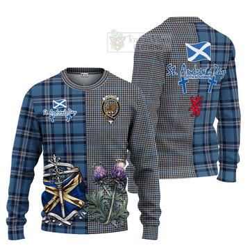 Gladstone (Gladstanes) Tartan Knitted Sweater Happy St. Andrew's Day Half Tartan Style Unisex - Tartan Vibes Clothing