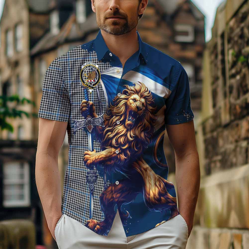 Gladstone (Gladstanes) Tartan Family Crest Hawaiian Shirt with Scottish Majestic Lion Kid - Tartan Vibes Clothing