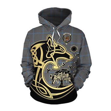 Gladstone (Gladstanes) Tartan Cotton Hoodie with Family Crest Celtic Wolf Style Pullover Hoodie XS - Tartan Vibes Clothing