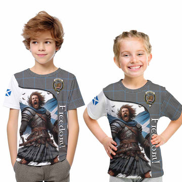 Tartan Vibes Clothing Gladstone (Gladstanes) Crest Tartan Kid T-Shirt Inspired by the Freedom of Scottish Warrior