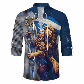 Gladstone (Gladstanes) Tartan Family Crest Ghillie Kilt Shirt with Scottish Majestic Lion Men - Tartan Vibes Clothing