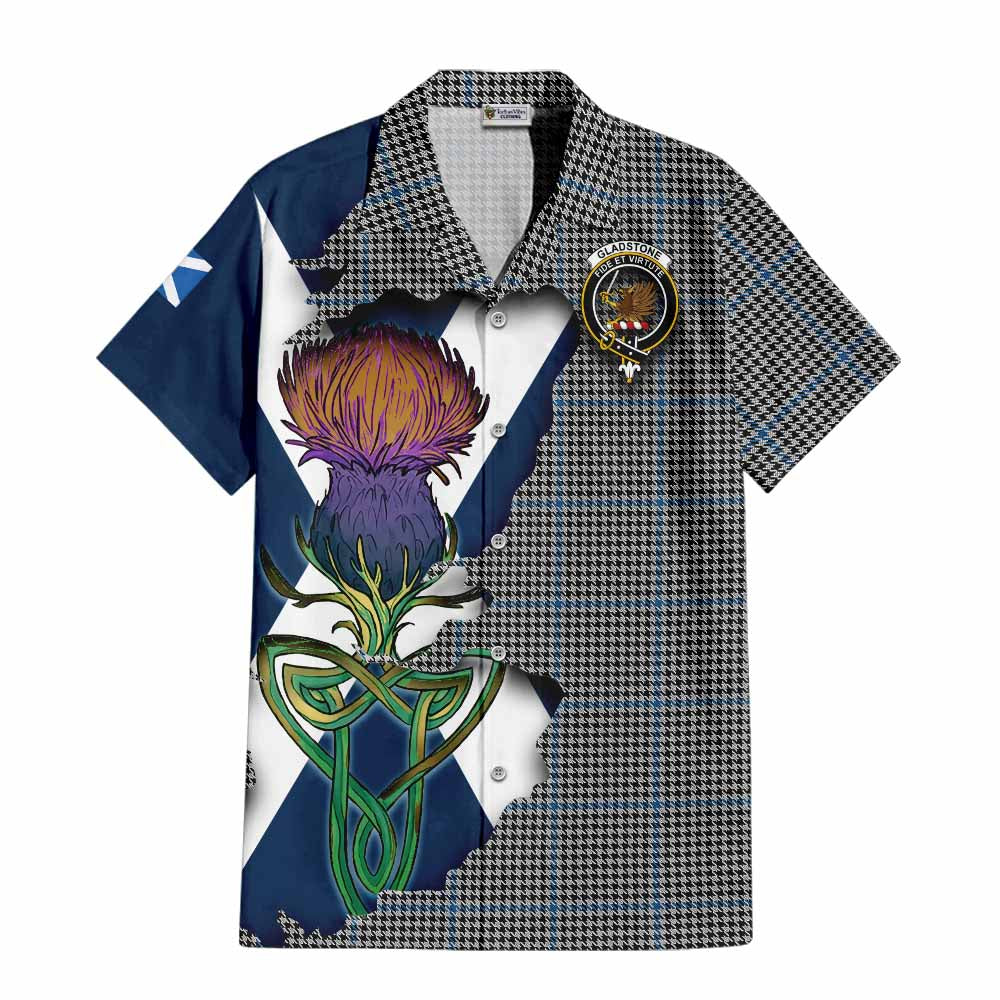 Gladstone (Gladstanes) Tartan Family Crest Hawaiian Shirt Scottish Thistle Celtic Inspired Kid - Tartan Vibes Clothing
