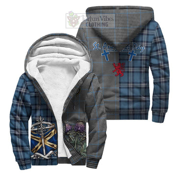 Gladstone (Gladstanes) Tartan Sherpa Hoodie Happy St. Andrew's Day Half Tartan Style Unisex S - Tartan Vibes Clothing