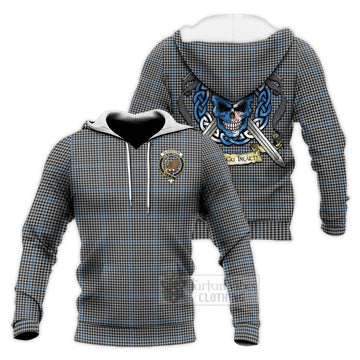Gladstone (Gladstanes) Tartan Knitted Hoodie with Family Crest Celtic Skull Style Unisex Knitted Pullover Hoodie - Tartan Vibes Clothing