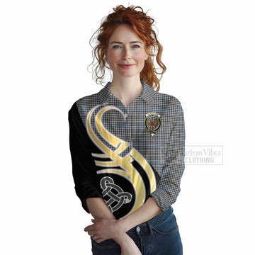Gladstone (Gladstanes) Tartan Women's Casual Shirt with Family Crest and Celtic Symbol Style Female - Tartan Vibes Clothing