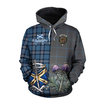 Gladstone (Gladstanes) Tartan Cotton Hoodie Happy St. Andrew's Day Half Tartan Style Pullover Hoodie XS - Tartan Vibes Clothing
