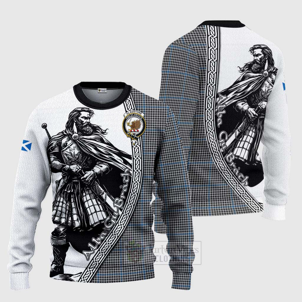 Gladstone (Gladstanes) Tartan Clan Crest Knitted Sweater with Highlander Warrior Celtic Style Unisex - Tartan Vibes Clothing