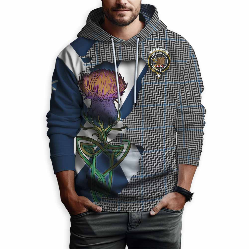 Gladstone (Gladstanes) Tartan Family Crest Hoodie Scottish Thistle Celtic Inspired Pullover Hoodie - Tartan Vibes Clothing
