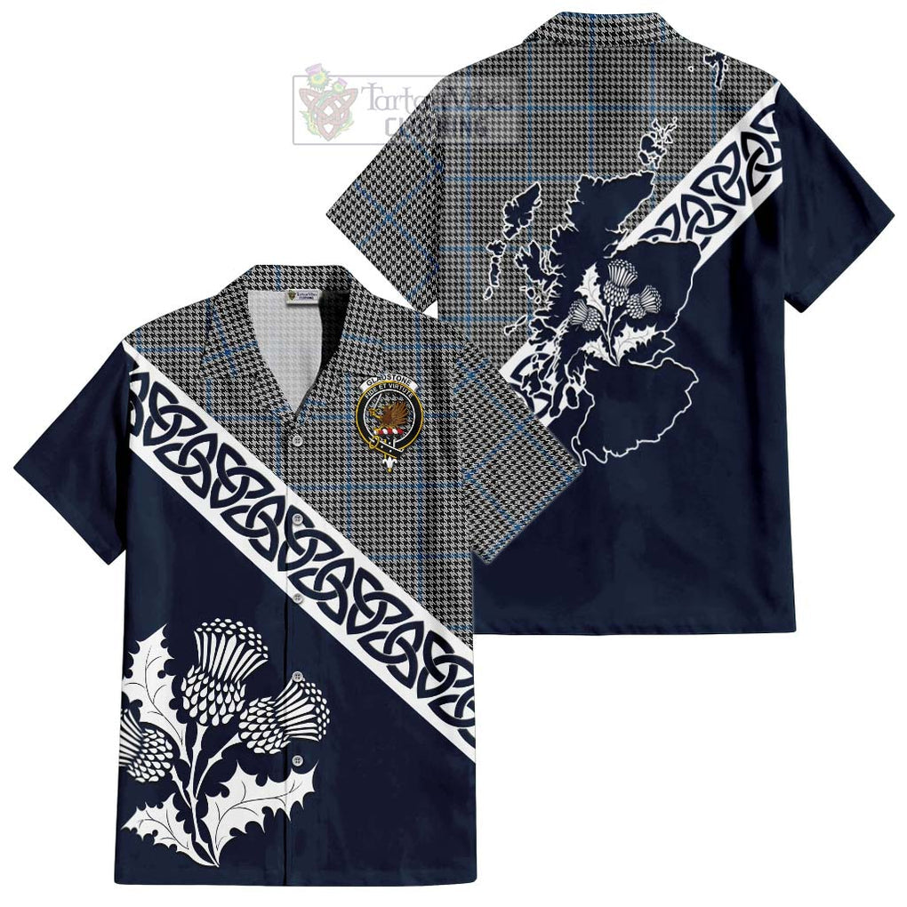 Gladstone (Gladstanes) Tartan Hawaiian Shirt Featuring Thistle and Scotland Map Kid - Tartan Vibes Clothing