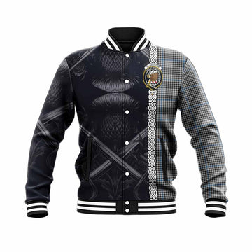 Gladstone (Gladstanes) Tartan Baseball Jacket with Family Crest Cross Sword Thistle Celtic Vibes Unisex - Tartan Vibes Clothing