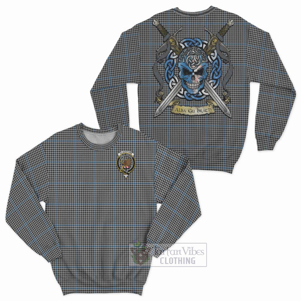 Gladstone (Gladstanes) Tartan Sweatshirt with Family Crest Celtic Skull Style Unisex - Tartan Vibes Clothing