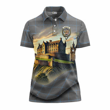Gladstone (Gladstanes) Tartan Family Crest Women's Polo Shirt with Scottish Ancient Castle Style Women - Tartan Vibes Clothing
