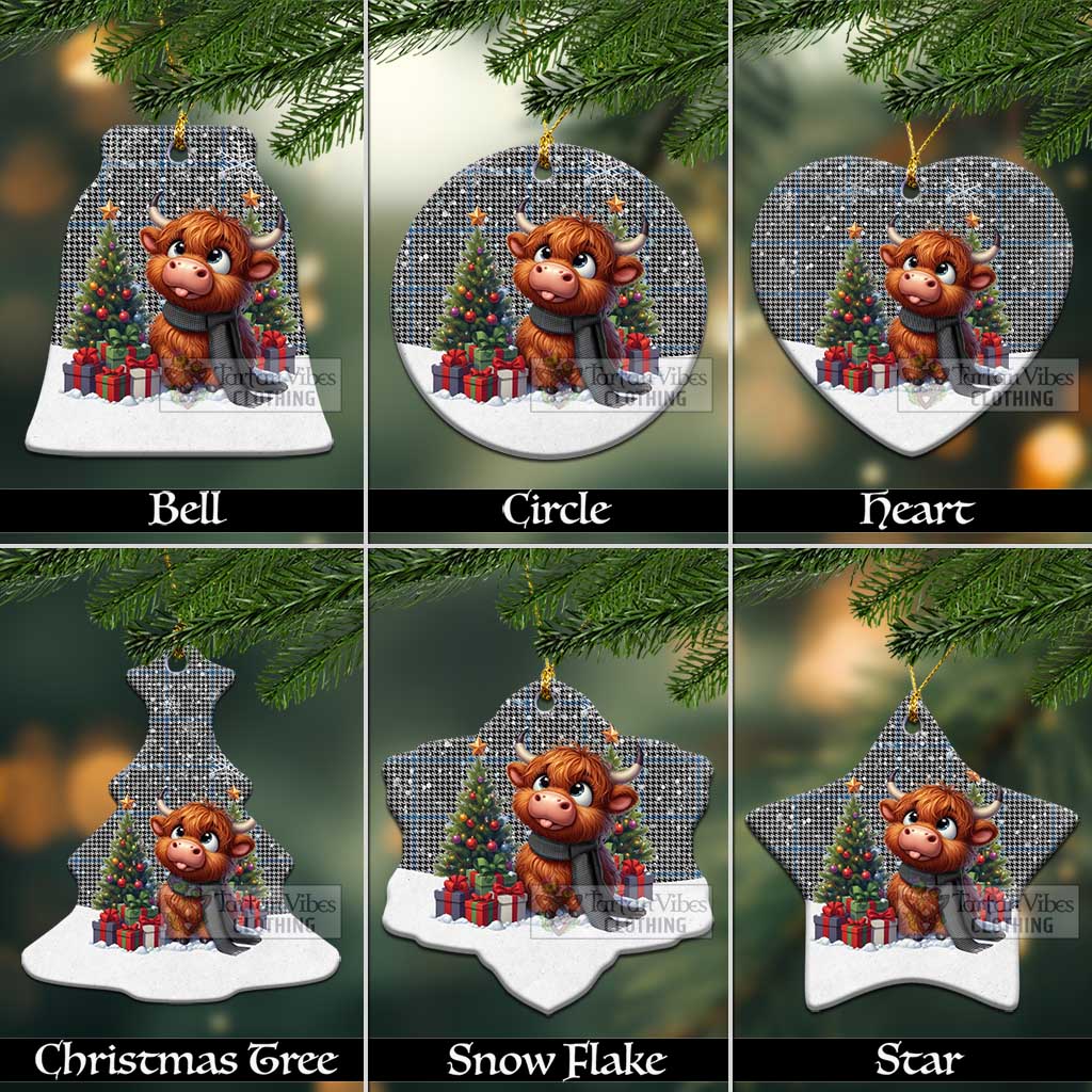 Gladstone (Gladstanes) Tartan Christmas Ceramic Ornament with Adorable Highland Coo Ceramic - Tartan Vibes Clothing