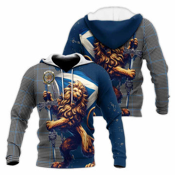 Gladstone (Gladstanes) Tartan Family Crest Knitted Hoodie with Scottish Majestic Lion Unisex Knitted Pullover Hoodie - Tartan Vibes Clothing