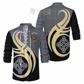 Gladstone (Gladstanes) Tartan Ghillie Kilt Shirt with Family Crest and Celtic Symbol Style Men - Tartan Vibes Clothing