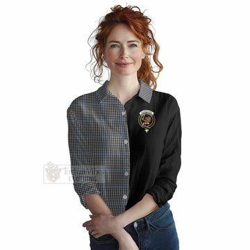 Tartan Vibes Clothing Gladstone (Gladstanes) Tartan Women's Casual Shirt with Family Crest and Half Of Me Style