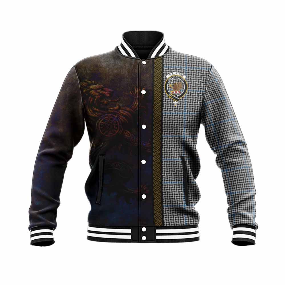 Gladstone (Gladstanes) Tartan Family Crest Baseball Jacket Alba Gu Brath Be Brave Lion Ancient Style Unisex - Tartan Vibes Clothing