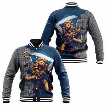Gladstone (Gladstanes) Tartan Family Crest Baseball Jacket with Scottish Majestic Lion Unisex - Tartan Vibes Clothing