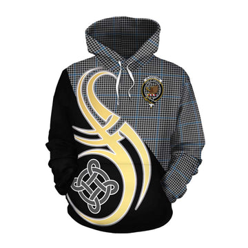 Gladstone (Gladstanes) Tartan Cotton Hoodie with Family Crest and Celtic Symbol Style Pullover Hoodie XS - Tartan Vibes Clothing