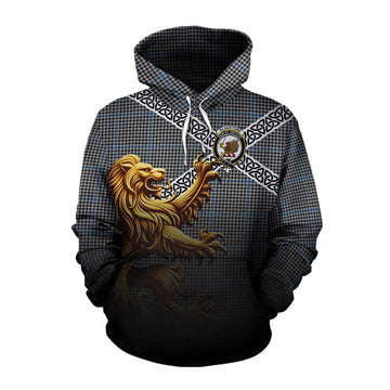 Gladstone (Gladstanes) Crest Tartan Cotton Hoodie with Golden Lion Emblem Celtic Style Pullover Hoodie XS - Tartan Vibes Clothing