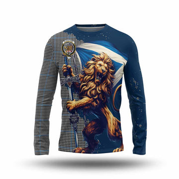 Gladstone (Gladstanes) Tartan Family Crest Long Sleeve T-Shirt with Scottish Majestic Lion Unisex - Tartan Vibes Clothing