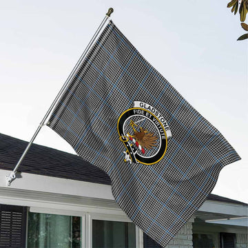 Tartan Vibes Clothing Gladstone (Gladstanes) Tartan House Flag with Family Crest
