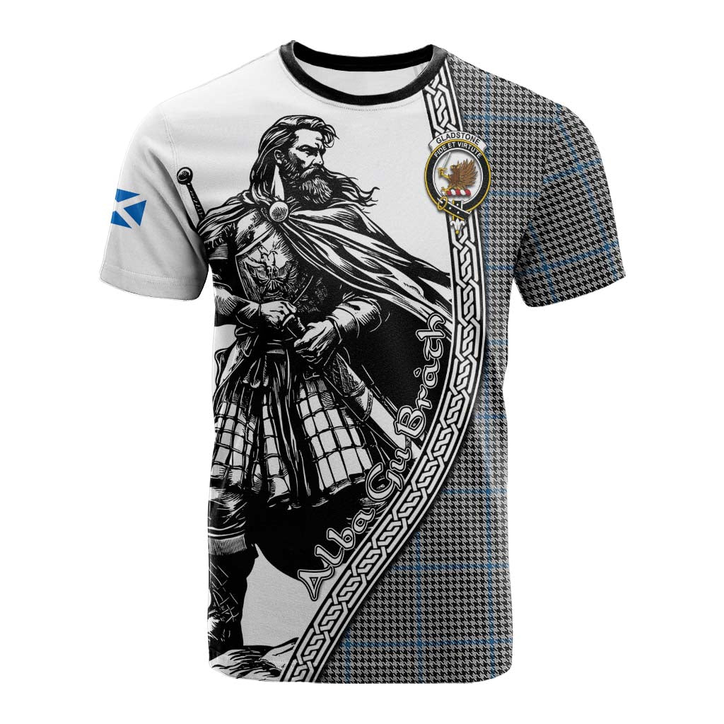 Gladstone (Gladstanes) Tartan Clan Crest Cotton T-shirt with Highlander Warrior Celtic Style Kid's Shirt - Tartan Vibes Clothing