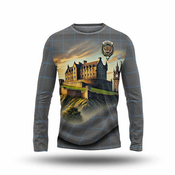 Gladstone (Gladstanes) Tartan Family Crest Long Sleeve T-Shirt with Scottish Ancient Castle Style Unisex - Tartan Vibes Clothing