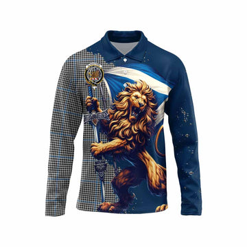 Gladstone (Gladstanes) Tartan Family Crest Long Sleeve Polo Shirt with Scottish Majestic Lion Unisex - Tartan Vibes Clothing