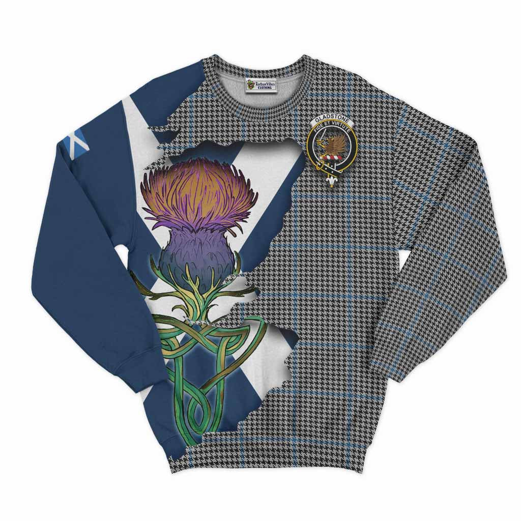 Gladstone (Gladstanes) Tartan Family Crest Sweatshirt Scottish Thistle Celtic Inspired Unisex - Tartan Vibes Clothing