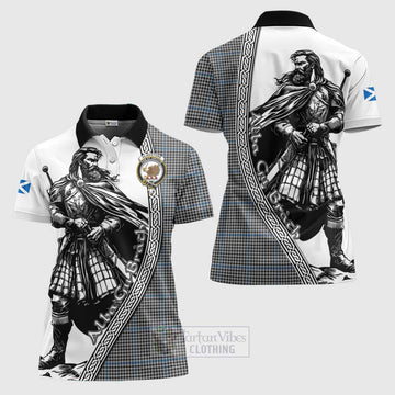 Gladstone (Gladstanes) Tartan Clan Crest Women's Polo Shirt with Highlander Warrior Celtic Style Women - Tartan Vibes Clothing