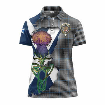 Gladstone (Gladstanes) Tartan Family Crest Women's Polo Shirt Scottish Thistle Celtic Inspired Women - Tartan Vibes Clothing