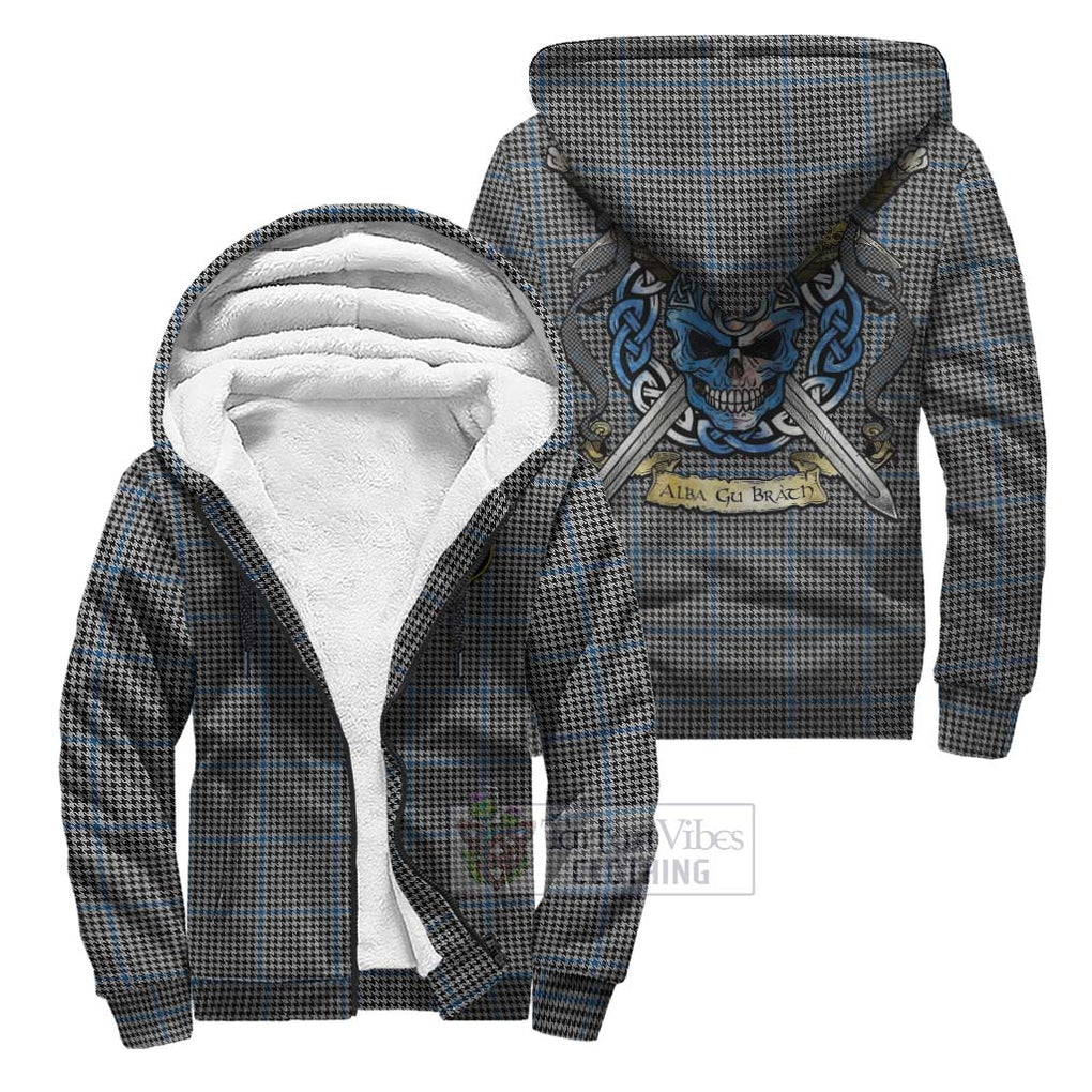 Gladstone (Gladstanes) Tartan Sherpa Hoodie with Family Crest Celtic Skull Style Unisex S - Tartan Vibes Clothing