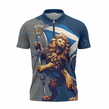 Gladstone (Gladstanes) Tartan Family Crest Zipper Polo Shirt with Scottish Majestic Lion Unisex - Tartan Vibes Clothing