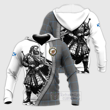 Gladstone (Gladstanes) Tartan Clan Crest Knitted Hoodie with Highlander Warrior Celtic Style Unisex Knitted Pullover Hoodie - Tartan Vibes Clothing