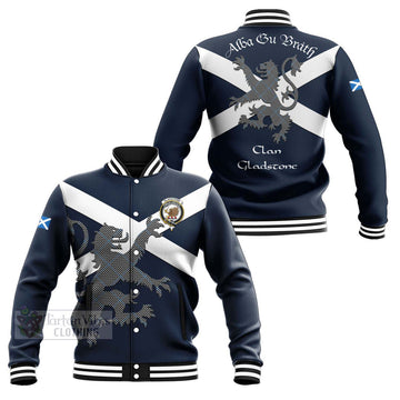 Gladstone (Gladstanes) Tartan Lion Rampant Baseball Jacket Proudly Display Your Heritage with Alba Gu Brath and Clan Name Unisex - Tartan Vibes Clothing