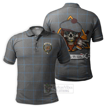 Gladstone (Gladstanes) Tartan Polo Shirt with Family Crest and Bearded Skull Holding Bottles of Whiskey Kid - Tartan Vibes Clothing