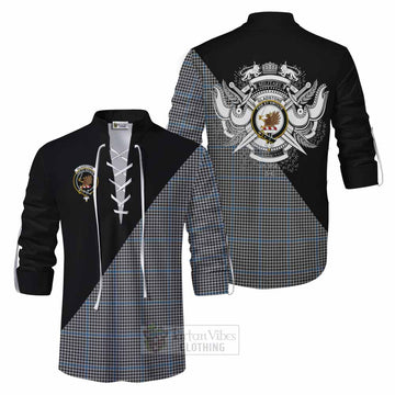 Gladstone (Gladstanes) Tartan Ghillie Kilt Shirt with Family Crest and Military Logo Style Men - Tartan Vibes Clothing