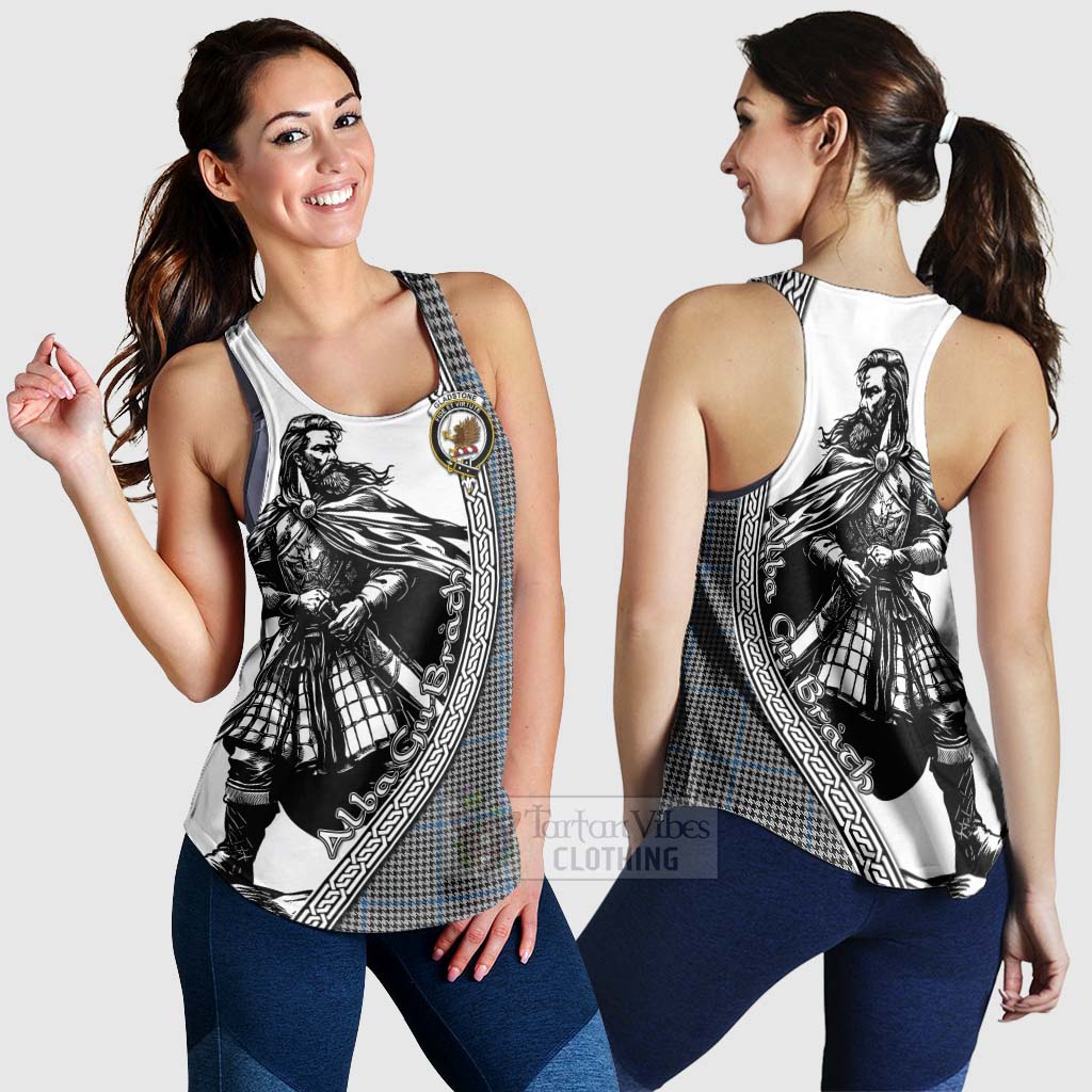 Gladstone (Gladstanes) Tartan Clan Crest Women's Racerback Tanks with Highlander Warrior Celtic Style 4XL - Tartan Vibes Clothing