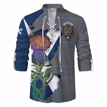 Gladstone (Gladstanes) Tartan Family Crest Ghillie Kilt Shirt Scottish Thistle Celtic Inspired Men - Tartan Vibes Clothing