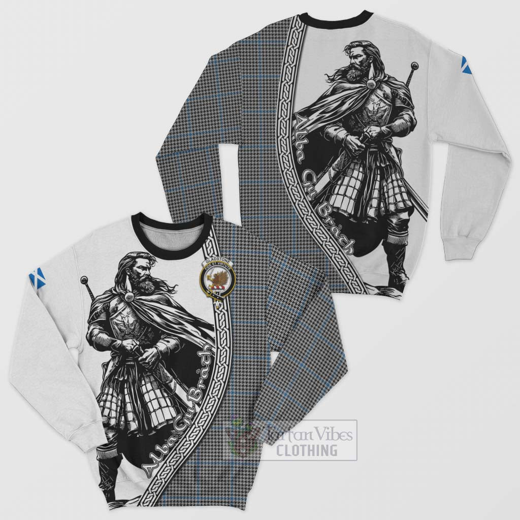Gladstone (Gladstanes) Tartan Clan Crest Sweatshirt with Highlander Warrior Celtic Style Unisex - Tartan Vibes Clothing