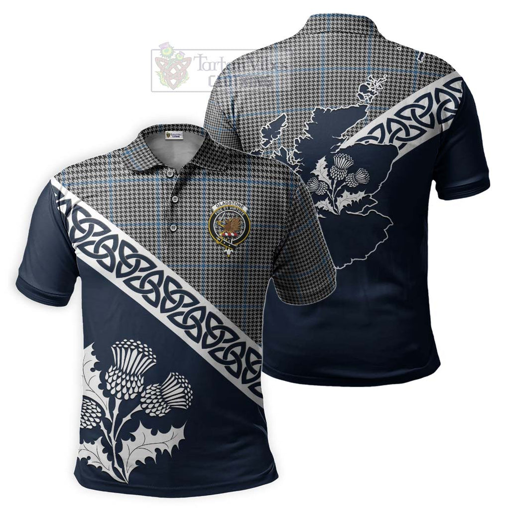 Gladstone (Gladstanes) Tartan Polo Shirt Featuring Thistle and Scotland Map Kid - Tartanvibesclothing Store