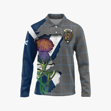 Gladstone (Gladstanes) Tartan Family Crest Long Sleeve Polo Shirt Scottish Thistle Celtic Inspired Unisex - Tartan Vibes Clothing