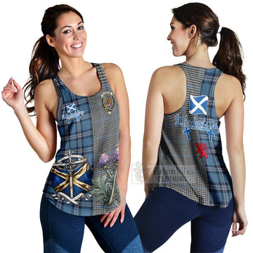Gladstone (Gladstanes) Tartan Women's Racerback Tanks Happy St. Andrew's Day Half Tartan Style 4XL - Tartan Vibes Clothing
