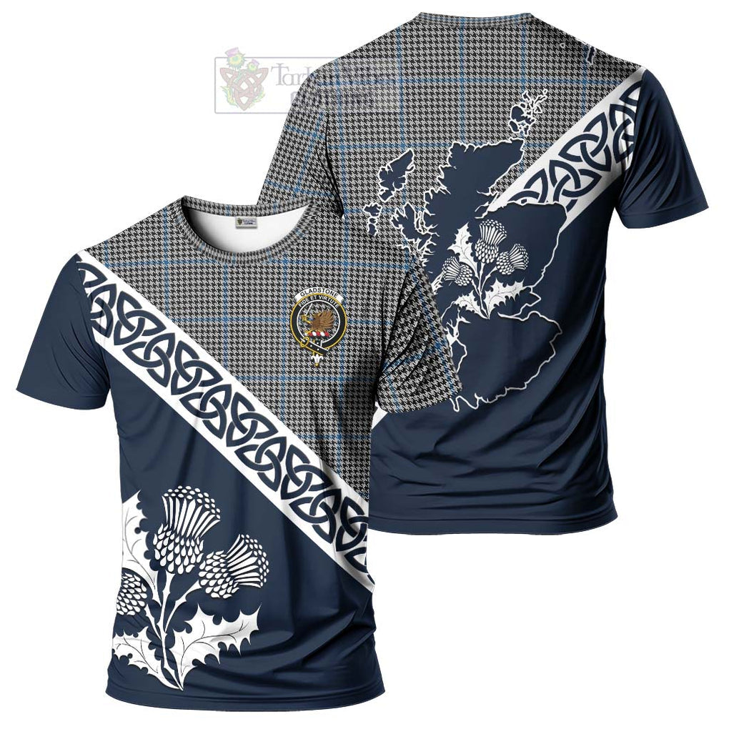 Gladstone (Gladstanes) Tartan T-Shirt Featuring Thistle and Scotland Map Kid's Shirt - Tartanvibesclothing Store