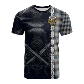 Gladstone (Gladstanes) Tartan Cotton T-shirt with Family Crest Cross Sword Thistle Celtic Vibes