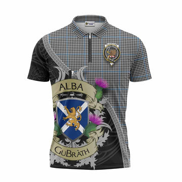 Gladstone (Gladstanes) Tartan Family Crest Zipper Polo Shirt Lion Rampant Royal Thistle Shield Celtic Inspired Unisex - Tartan Vibes Clothing