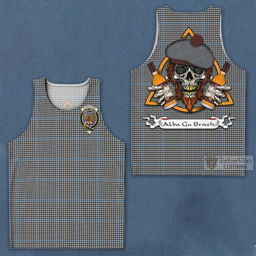 Gladstone (Gladstanes) Tartan Men's Tank Top with Family Crest and Bearded Skull Holding Bottles of Whiskey Men - Tartan Vibes Clothing